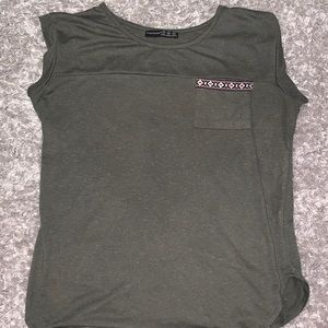 Army Green t shirt with a pocket design